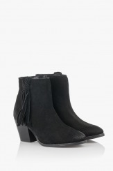 Черни дамски велурени боти с ресни Елиа