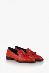 Кожени дамски обувки в червено Карла