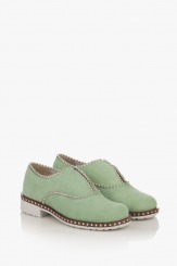 Зелени дамски велурени обувки Анастаси