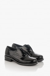 Черни дамски класически обувки от естествен лак Барбара