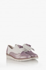 Кожени дамски обувки в лилаво с аксесоар Агнеса