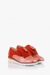 Ежедневени дамски обувки с аксесоар в червено Агнеса