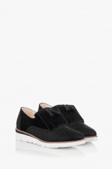 Велурени дамски обувки в черно Агнеса