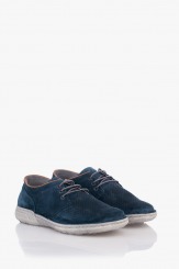 Сини велурени мъжки обувки с връзки Фабрицио