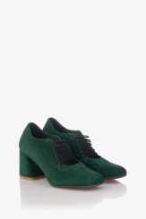 Зелени велурени дамски обувки с ластици Рената