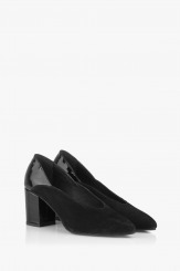 Черни дамски елегантни обувки Тина велур и лак