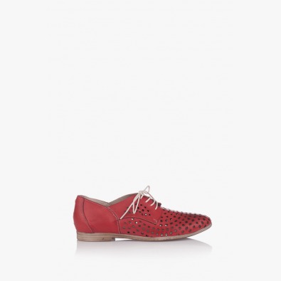 Червени дамски перфорирани обувки Канди