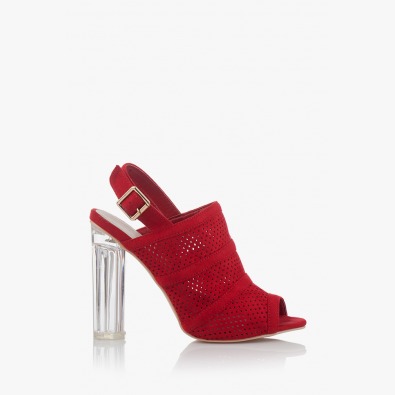 Дамски сандали с перфорация в червено Катлин