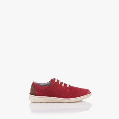 Велурени мъжки обувки в червено Франко