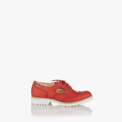 Дамски кожени обувки в червено Ема