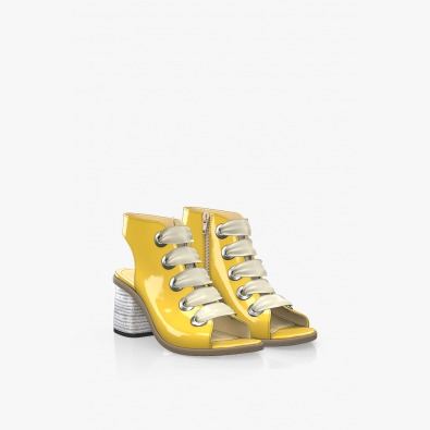 Жълти дамски сандали от лак