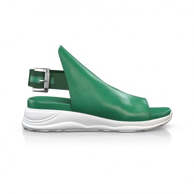 Зелени дамски кожени сандали 