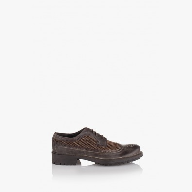 Мъжки обувки кожа с текстил Дориан в кафяво