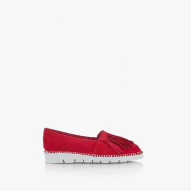 Дамски велурени  обувки в червено Джери