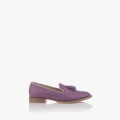 Кожени дамски обувки в лилав цвят с аксесоар Карла
