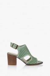 Зелени дамски перфорирани сандали Ейприл