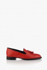 Кожени дамски обувки в червено Карла