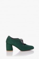 Зелени велурени дамски обувки с ластици Рената