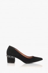 Елегантни велурени дамски обувки Синтия в черно