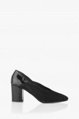 Черни дамски елегантни обувки Тина велур и лак