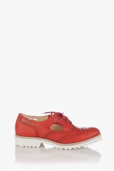 Дамски кожени обувки в червено Ема