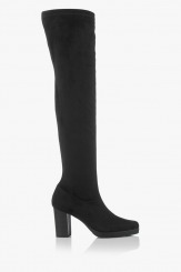 Черни дамски чизми стреч-велур Никол