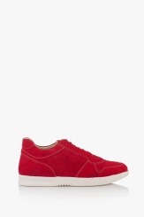 Червени мъжки  велурени обувки с връзки Гинико
