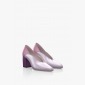Кожени дамски обувки на ток в лилаво
